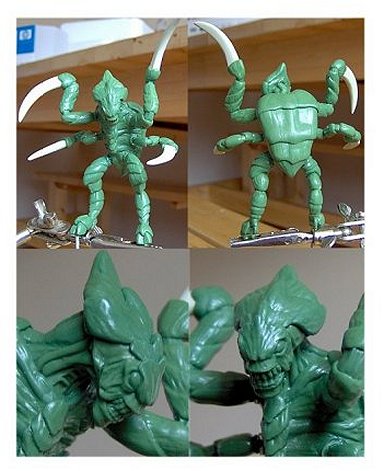 90mm alien test piece sculpted in Green Stuff