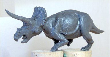 1/100th scale Triceratops, sculpted for Khurusan Miniatures